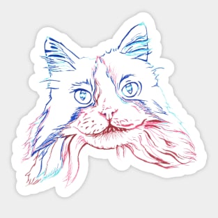 Fluffy Tuxedo Cat Sticker